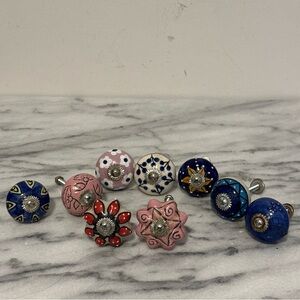 Colorful Ceramic Knobs Set 9 piece